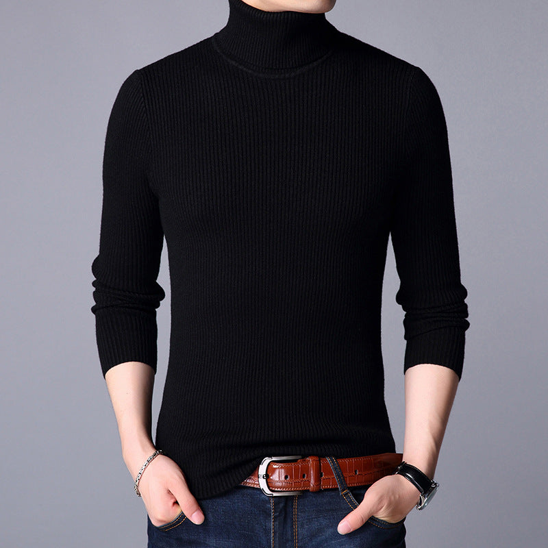 Street-wave Men Fine Knit Roll Neck Sweater Breathable Comfort For Men Classic Fit