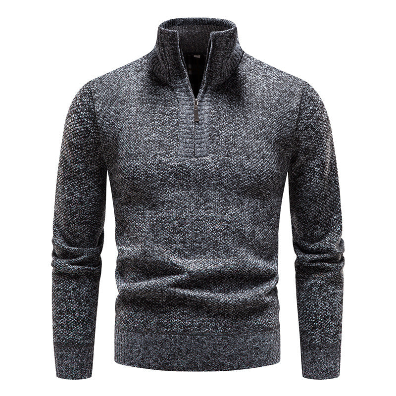 Street-Wave Mens Elegant Knit Pullover With Modern Stand Collar And Zip For Everyday Style