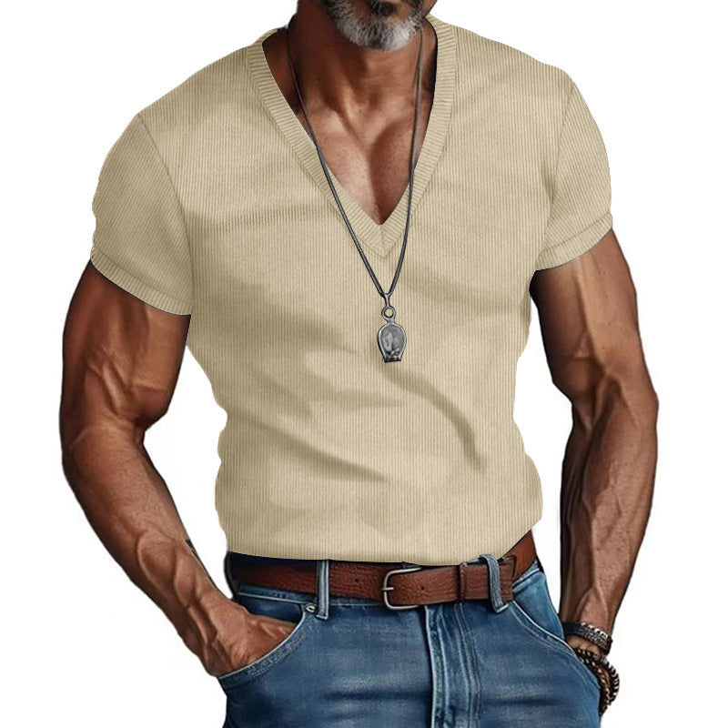 Street-Wave Men V-Neck Short Sleeve T Shirt Breathable Comfort For Everyday Style And Premium Fit
