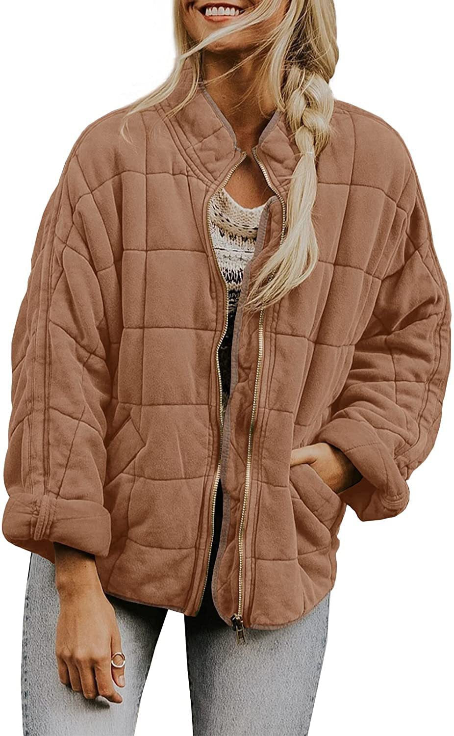 Street Wave Women Quilted Hoodie Jacket With Zip Front And Pockets For Warm Everyday Comfort
