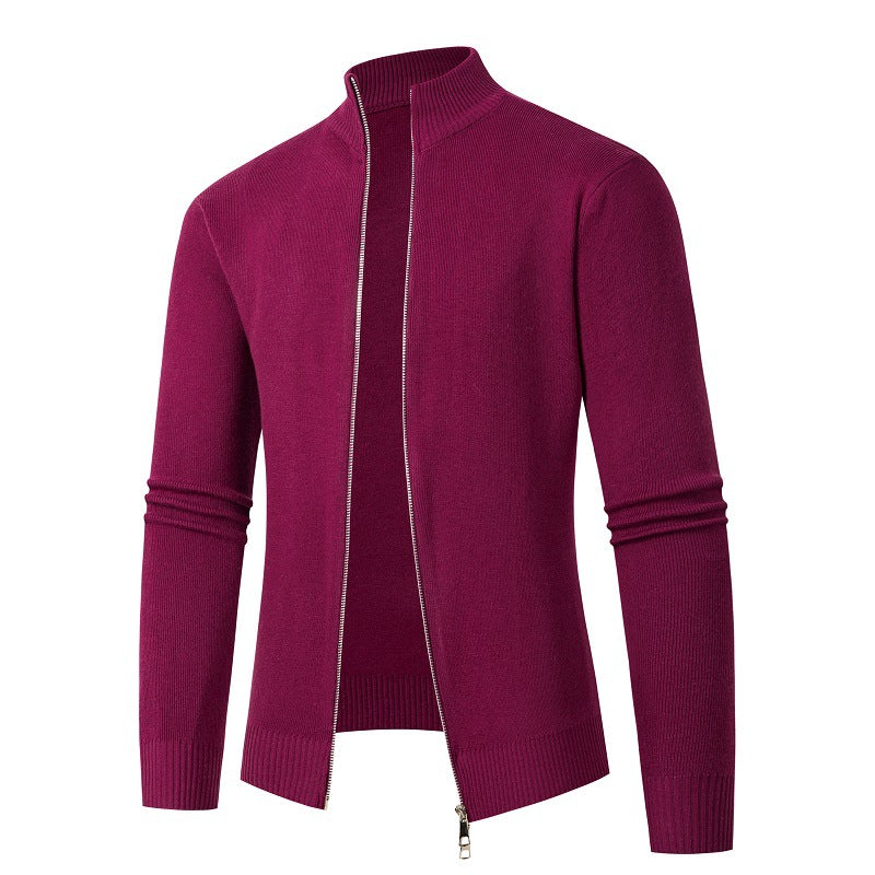 Mens Zip Up Cardigan With High Collar Street Wave Knitwear For Everyday Casual Style