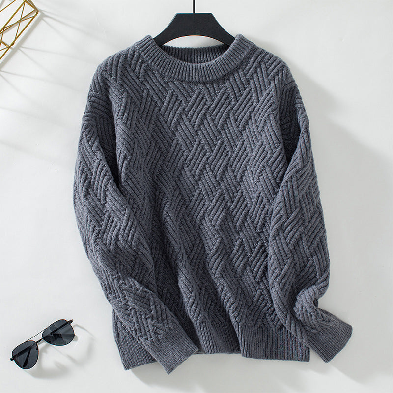 Streetwave Cream Knit Sweater Soft Cotton Acrylic Blend Crewneck For Women Cozy All Season