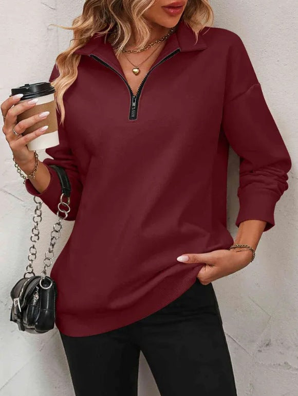 Womens Half Zip Sweatshirt Street-wave Cozy Breathable Everyday Comfort Ideal for Casual Wear