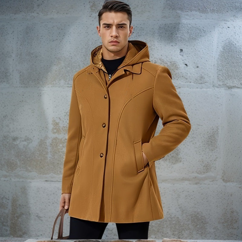 Mens Transitional Hooded Jacket Street Wave Windproof Warmth With Modern Detailing For Men