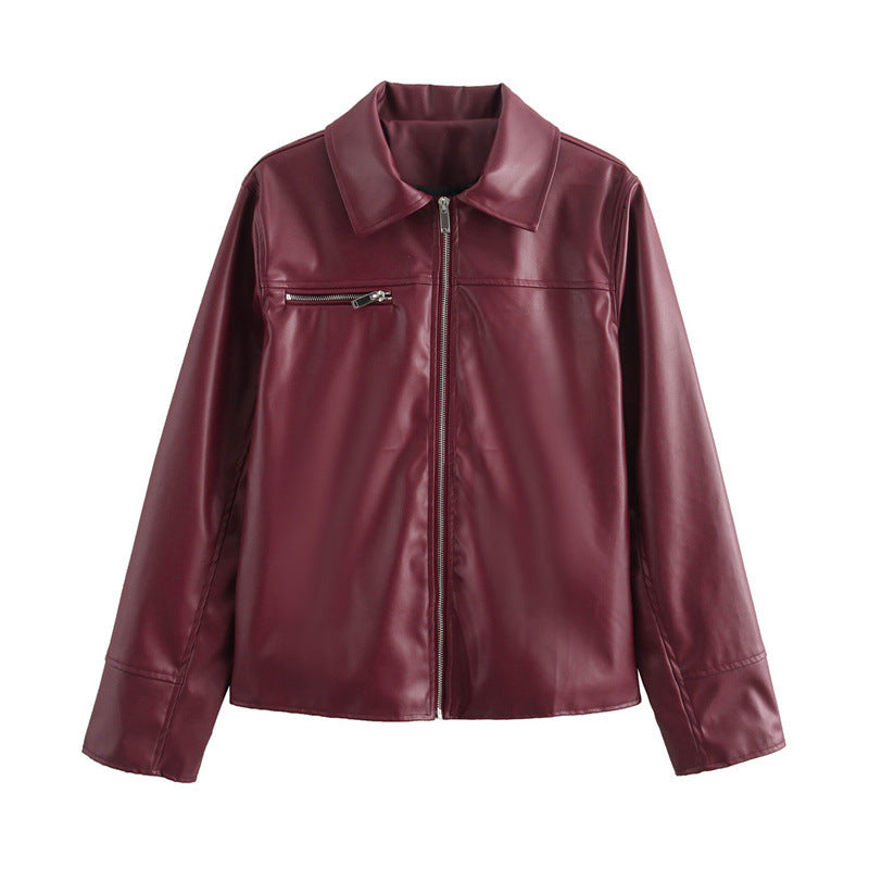 Streetwave Women Faux Leather Jacket With Modern Stand Collar And Zip Pockets For Everyday Wear
