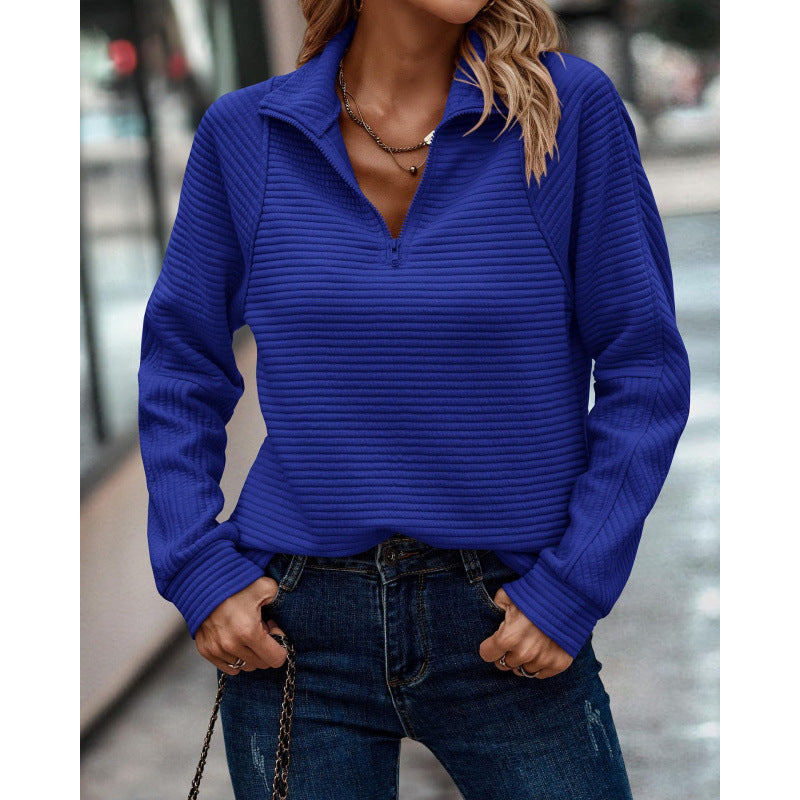 Street-Wave Women's Cozy Quilted Pullover With High Collar And Half Zip For Everyday Comfort