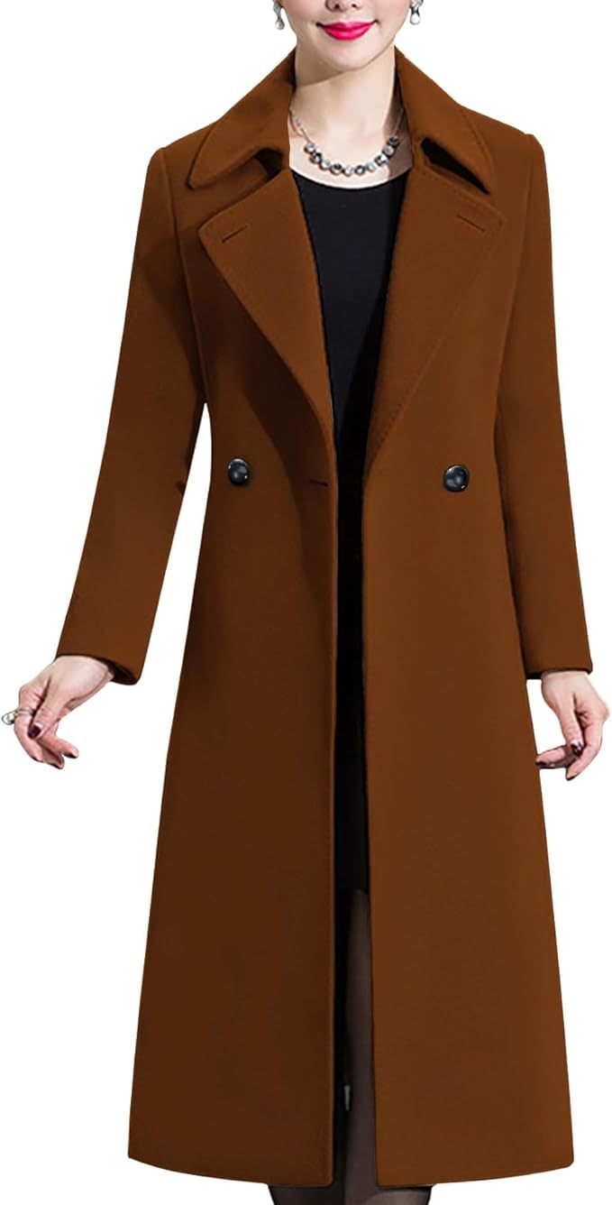 Street Wave Elegant Long Coat For Women Chic Office Ready Outerwear Navy Blue Luxury