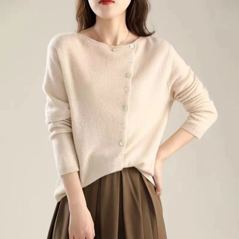 Street-Wave Button Front Cardigan For Women Classic Long Sleeve Knit For Effortless Chic Warmth