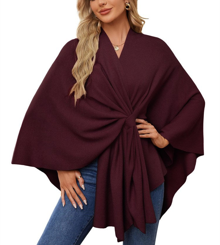 Street Wave Womens Elegant Wrap Sweater with Asymmetric Knot Tie Front For Everyday And Special Occasions