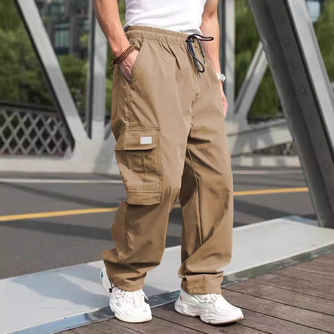 Street-Wave Mens Cargo Pants With Elastic Waistband And Multifunctional Pockets For Everyday Comfort