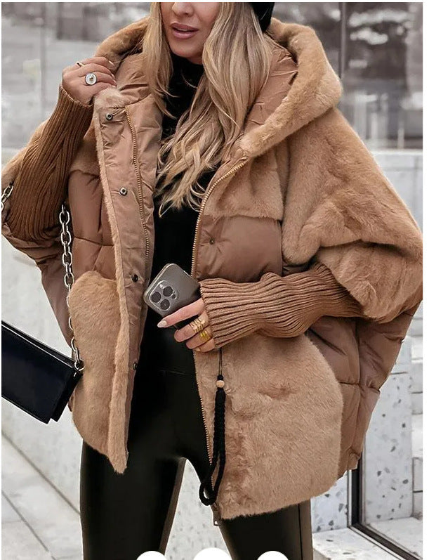 Street Wave Women's Oversize Puffer Jacket With Faux Fur Hood For Cozy Warmth And Wind Protection