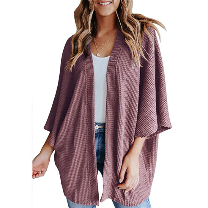 Street-Wave Women's Waffle Knit Cardigan Cozy Versatile Everyday Layer Perfect for Casual Wear