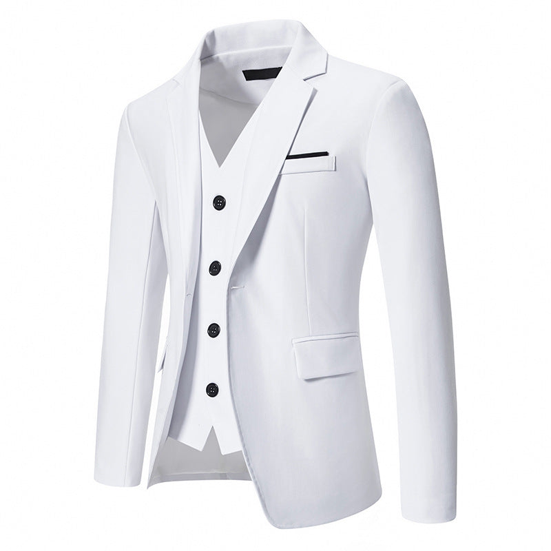 Street-wave Men's Elegant Premium Three-Piece Suit Set With Blazer Vest And Trousers For Formal Occasions
