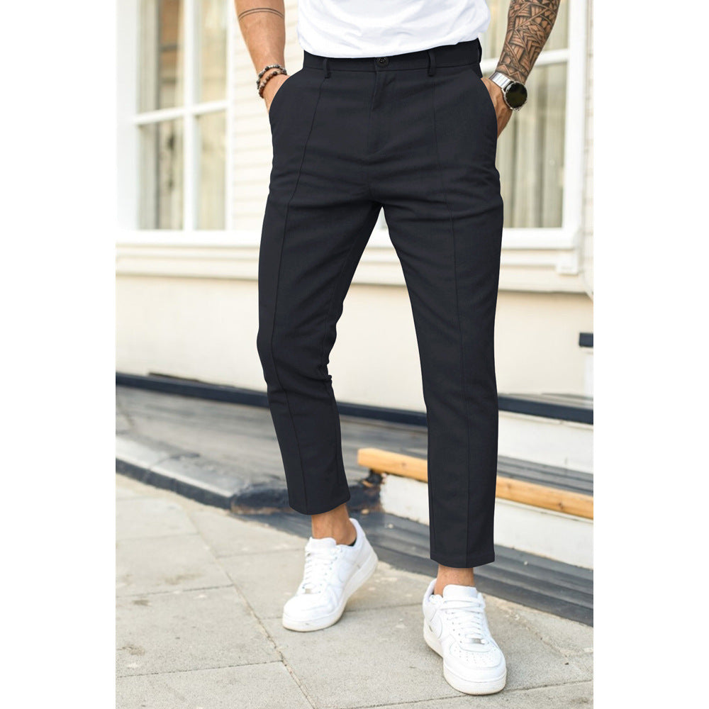 Nordic Flair Men's Slim Fit Ankle Trousers With Double Pleats