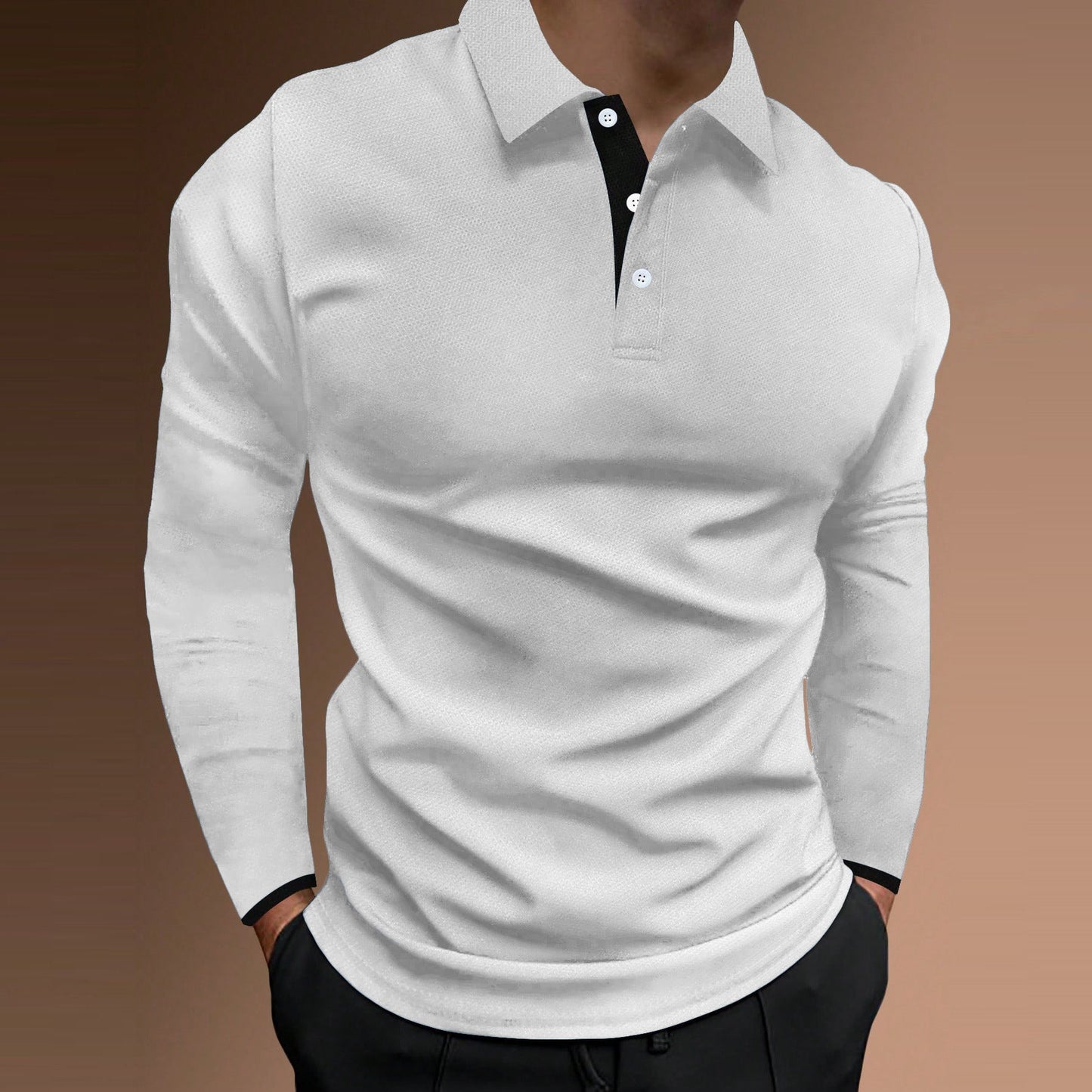 Street Wave Long Sleeve Polo Shirt For Men Elegant Premium Structured Weave Breathable Fabric