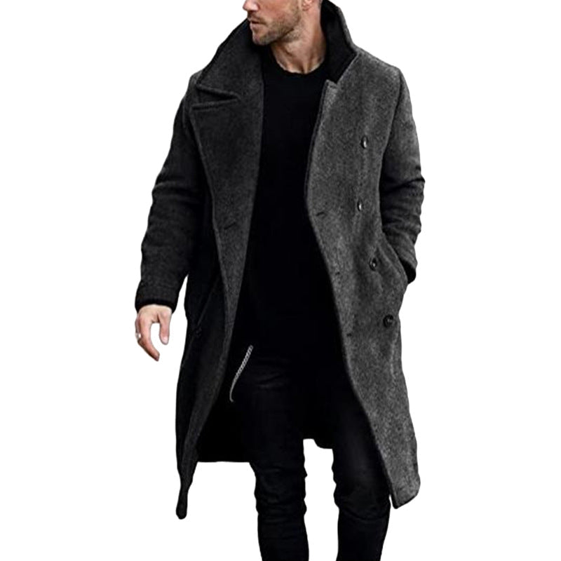 Streetwave Mens Trendy Wool Coat With Textured Surface And Practical Pockets For Urban Fashion