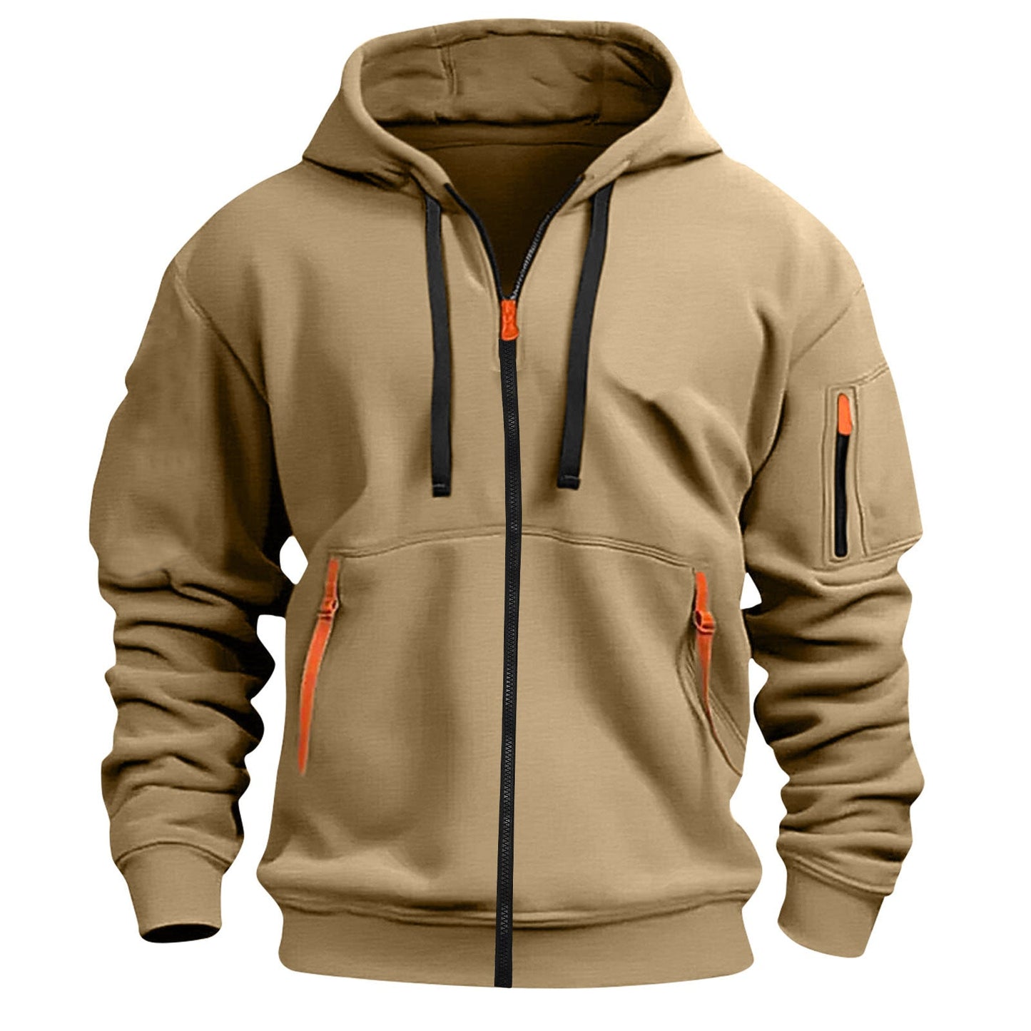 Men's Sport Hoodie With Practical Zip Pockets Street-wave Breathable Activewear Jacket for Men