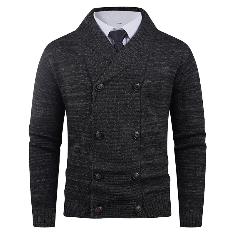 Street-Wave Men's Cardigan With Double Breasted Button Placket And Fine Knit Texture For Style Conscious Men