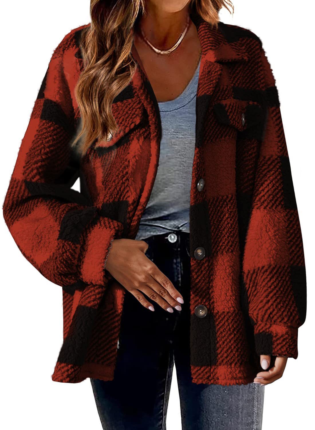 Street-wave Women's Plaid Faux Fur Jacket Cozy Warmth and Effortless Style Casual Everyday Wear