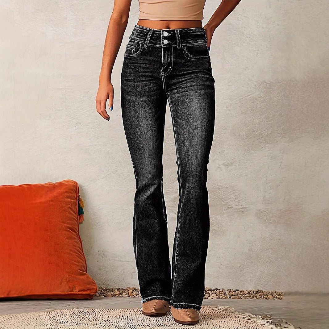 Street-Wave Women Flared Jeans High Waist for a Flattering Silhouette and Comfort