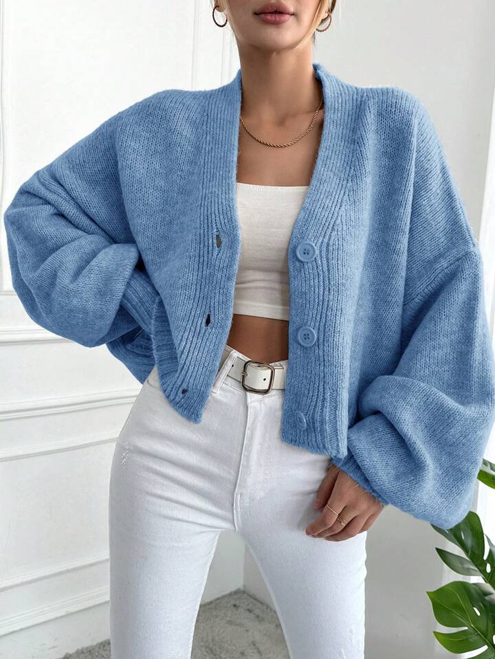 Street-wave Women's Oversized Knit Cardigan With Button Design For Everyday Comfort