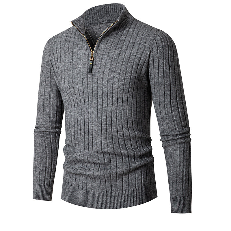 Mens Half Zip Knit Sweater Street-wave Soft Cotton Blend For Style Conscious Men