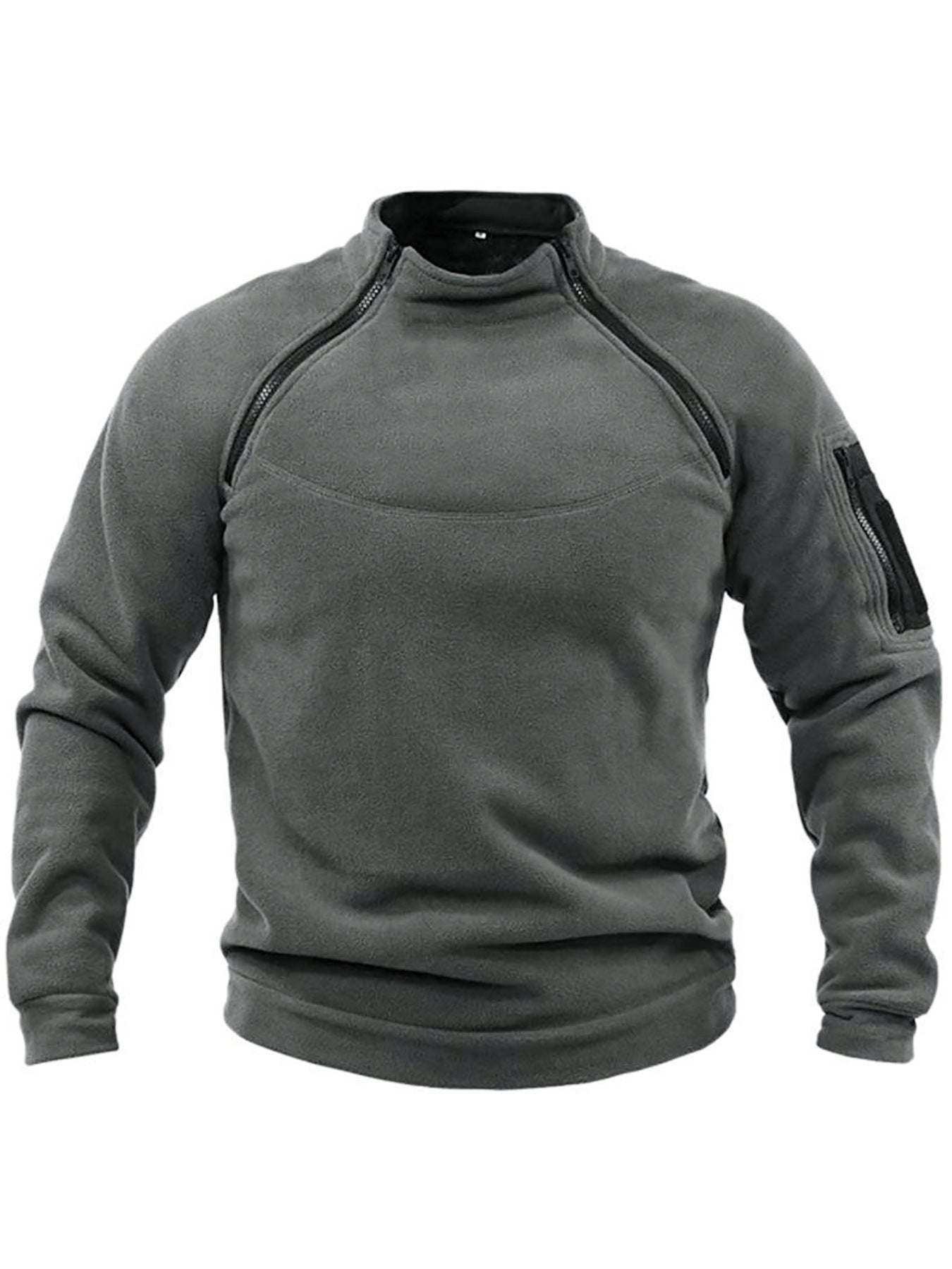 Street-wave Men's Thermal Fleece Pullover With High Collar And Zipper Pocket For Cold Weather Comfort