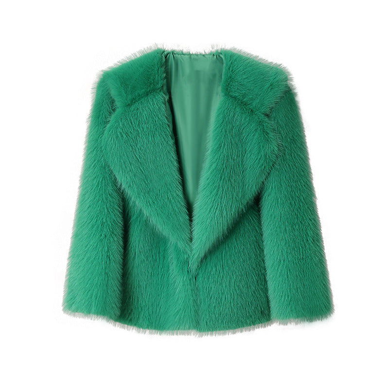 Street Wave Faux Fur Coat For Women With Soft Collar And Trendy Silhouette Luxurious Warmth