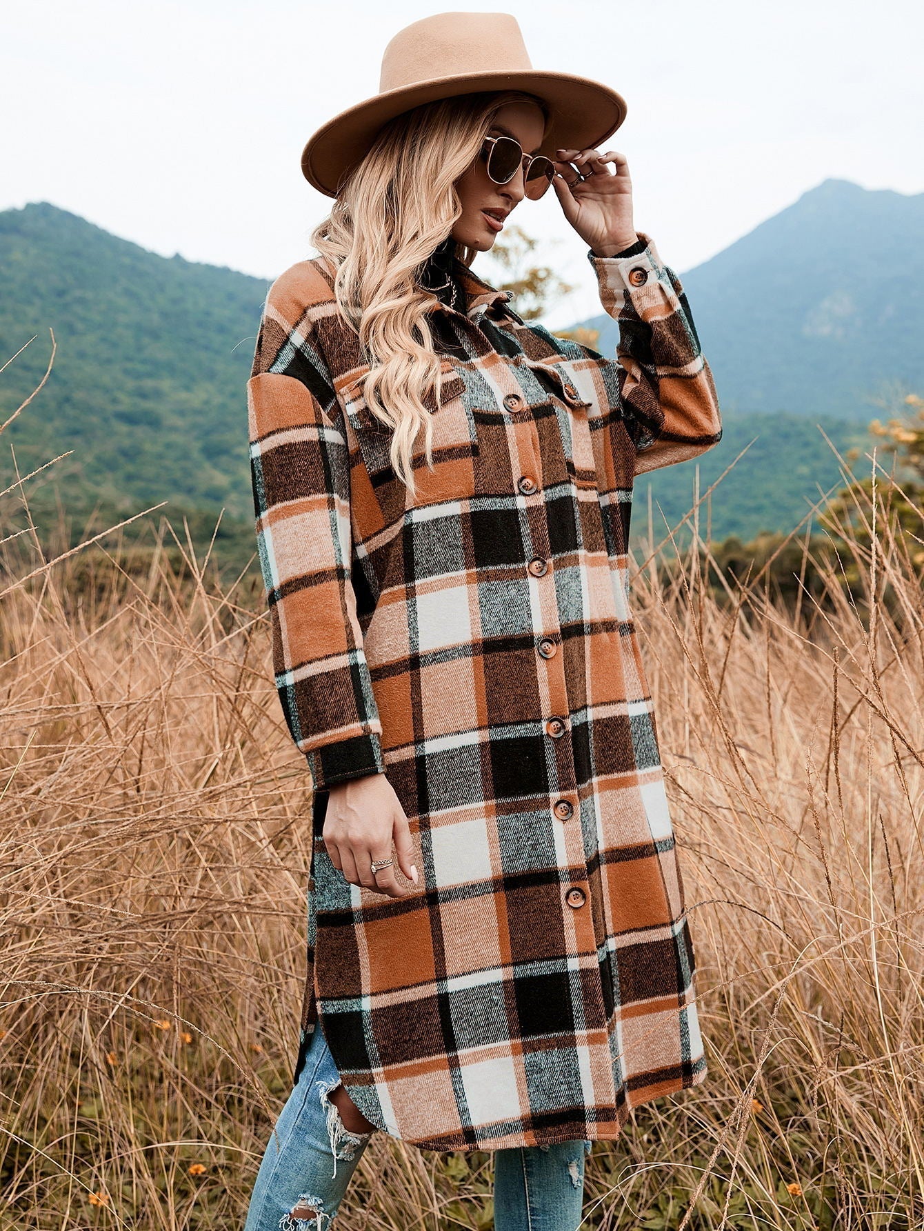 Street Wave Plaid Flannel Shirt Dress For Women, Soft Cozy Warm Fabric, Fall Ready Comfort