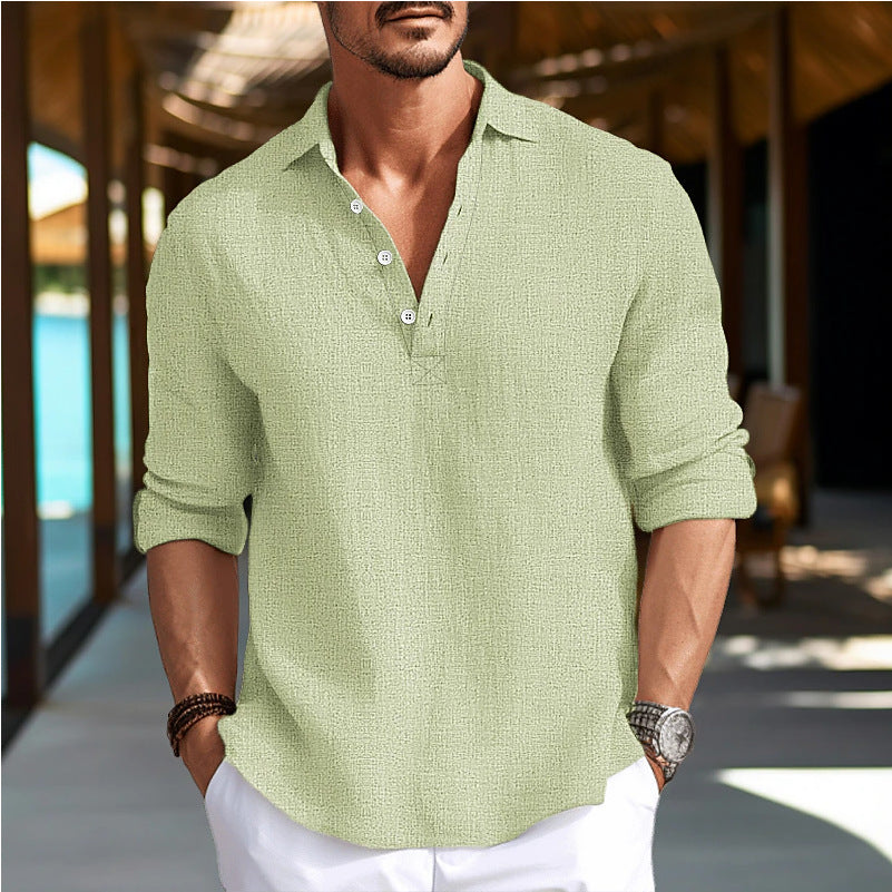 Street-Wave Mens Long Sleeve Shirt With Structured Fabric For Everyday Comfort And Versatile Style