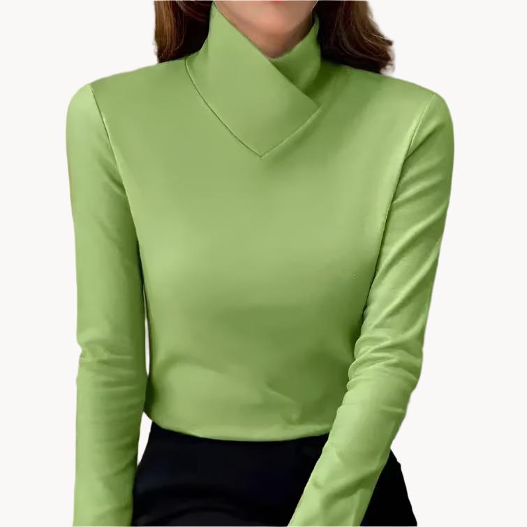 Street-wave Asymmetric Collar Long Sleeve Blouse For Women Elegant Timeless Modern Top