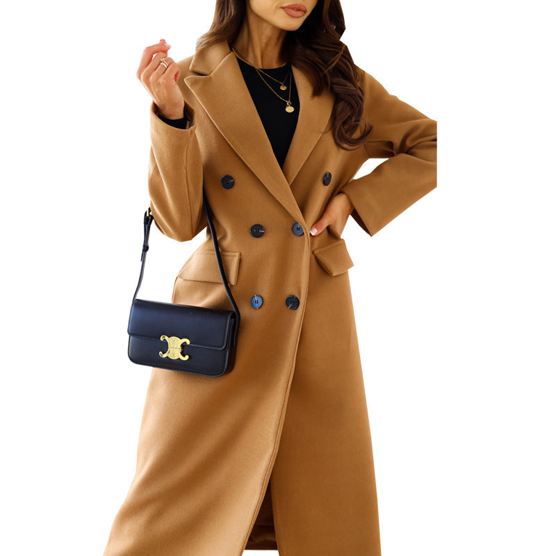 Streetwave Womens Wool Coat Double Breasted Elegant Warmth Timeless Chic Outerwear