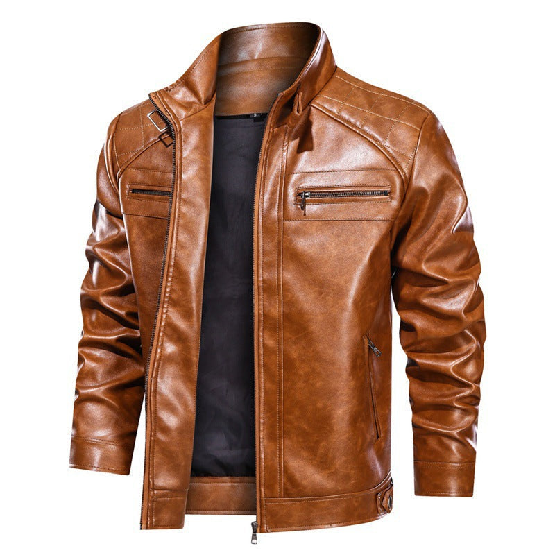 Street Wave Mens Leather Motorcycle Jacket With Rugged Style And Practical Pockets For Adventurous Riders