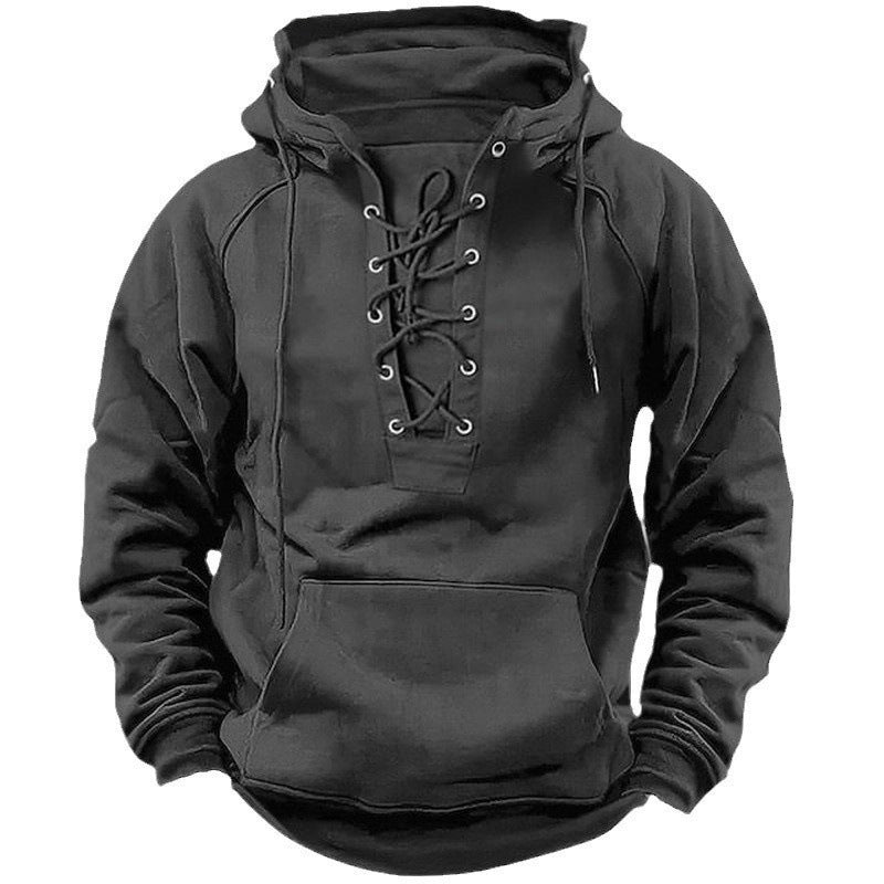 Streetwave Mens Hooded Sweatshirt With Modern Lace Up Front And Soft Fleece Lining For Active Men