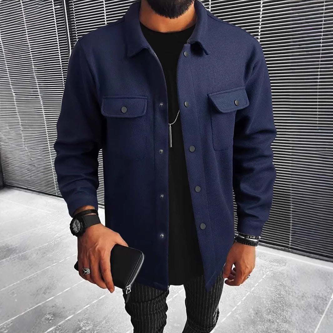 Men's Wool Blend Shirt Jacket Street-Wave Timeless Transitional Outerwear For Modern Men