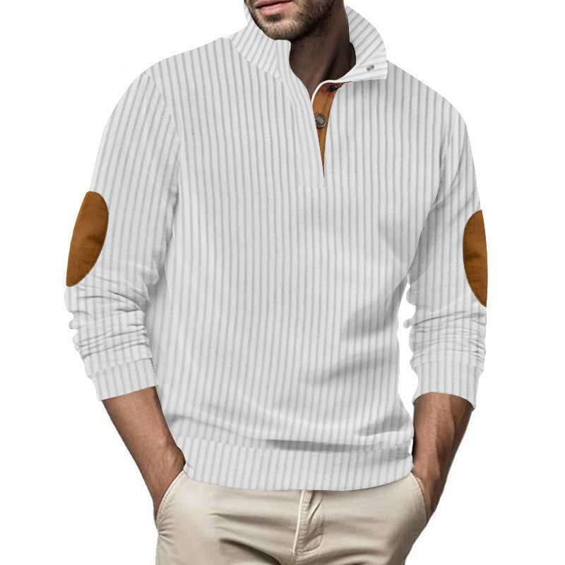 Men's Quilted Pullover By Street-Wave With Structured Design And Contrast Patches For Everyday Casual