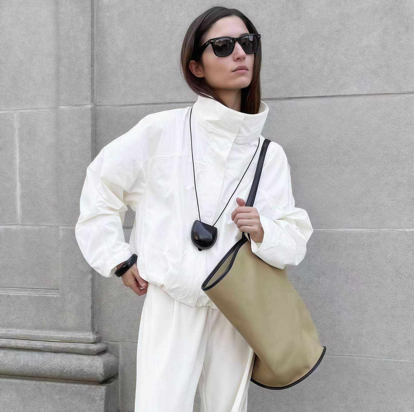 Street-wave Women's Functional Oversized Jacket With High Collar And Innovative Design