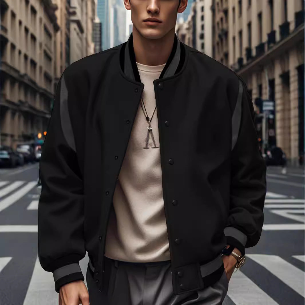 Men's Bomber Jacket With Contrasting Sleeves Street-wave Urban Streetwear Essential For Men