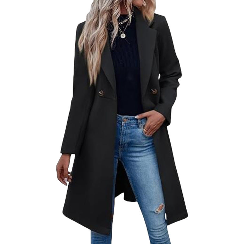 Streetwave Womens Elegant Tailored Long Coat Chic Versatile Outerwear For Modern Ladies