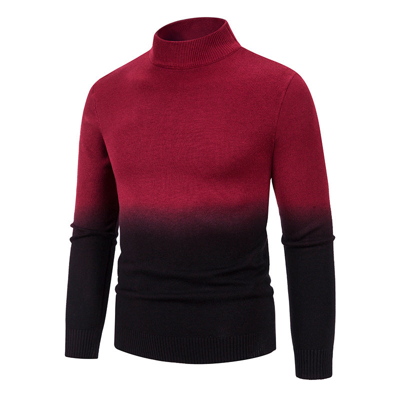 Streetwave Men Gradient Turtleneck Sweater With Color Block Knit For Everyday Style