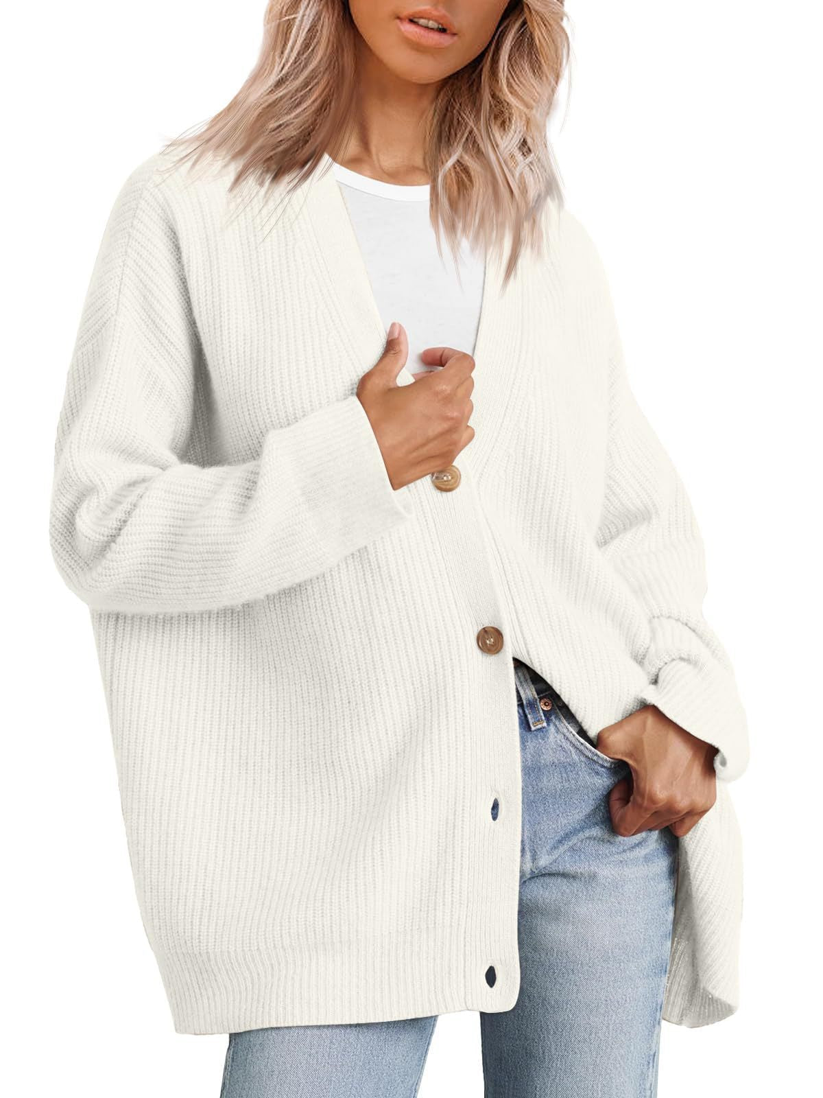 Street-wave Cozy Striped Knit Cardigan For Women With Button Front Soft Warm Layering Essential
