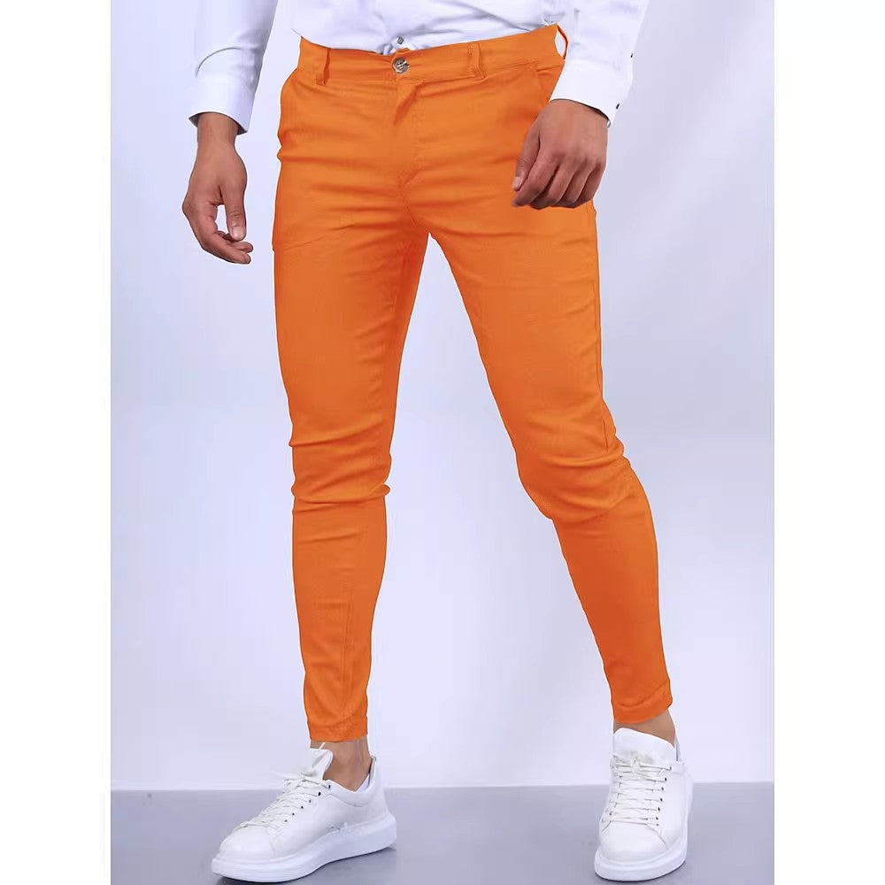 Street-Wave Mens Elegant Slim-Fit Chinos With Elastic Waistband And Handy Pockets