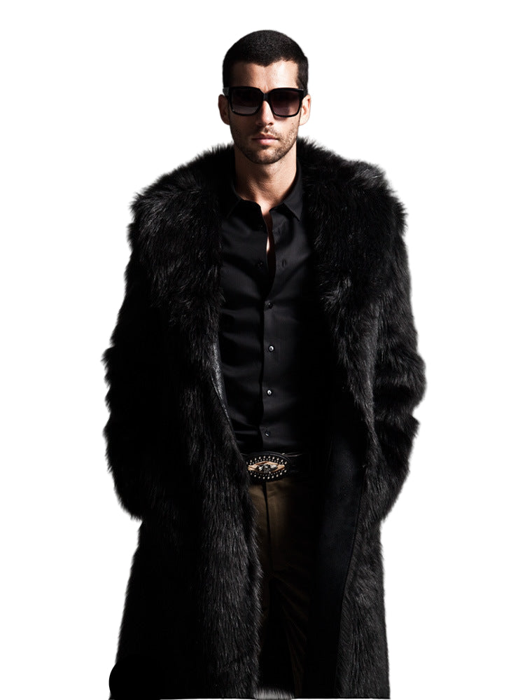 Streetwave Mens Extravagant Shearling Coat With Plush Faux Fur Trim For Cold Weather