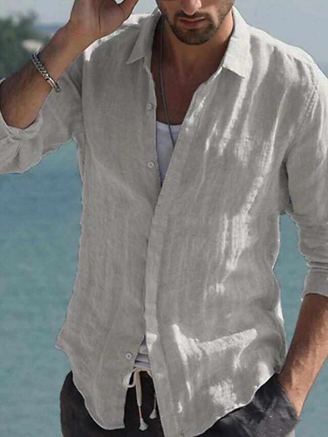 Street-wave Men's Linen Shirt Breathable Lightweight Relaxed Fit For Summer Casuals