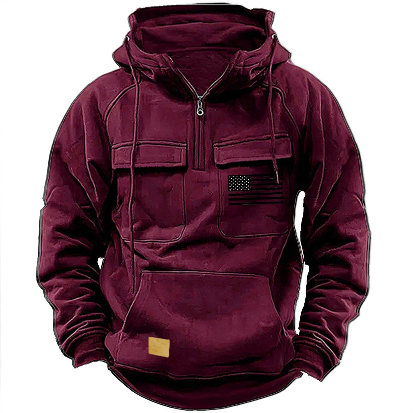 Mens Hoodie With Multiple Pockets Street Wave Durable For Outdoor Enthusiasts Sweatshirt