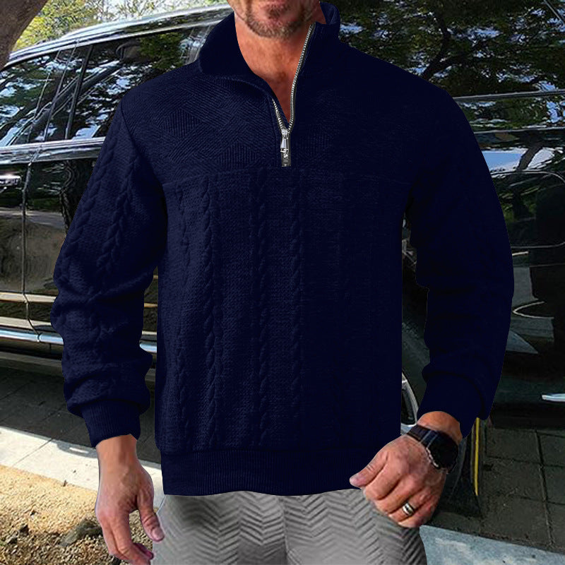 Streetwave Mens Zip Pullover With Structured Knit Design For Warmth And Breathable Comfort