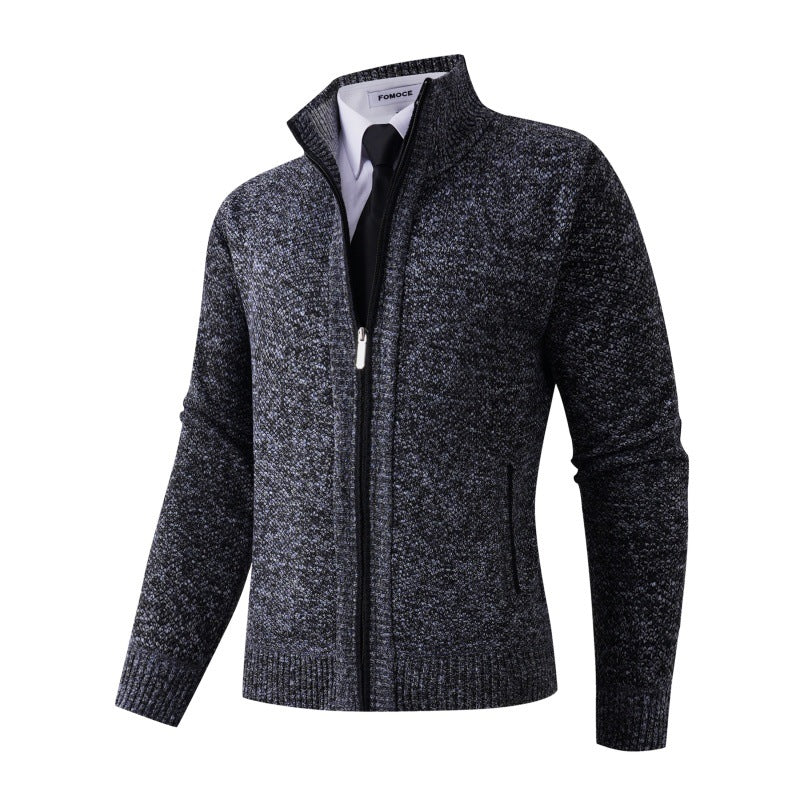 Mens Stylish Knitted Cardigan With High Collar And Practical Pockets Street Wave For Urban Professionals