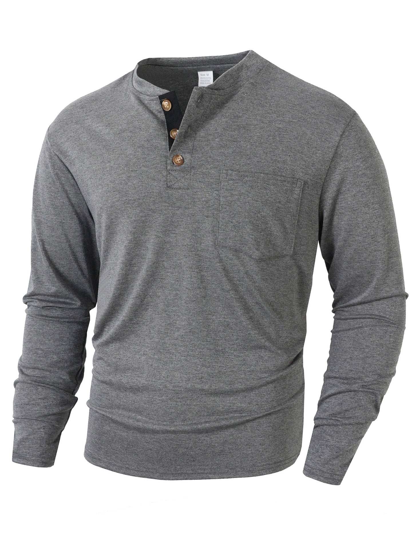 Street Wave Men Henley Shirt Long Sleeve Comfort Fit Soft Cotton For Everyday Wear