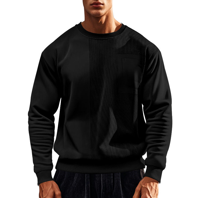 Street-wave Men's Athletic Sweatshirt With Structured Paneling And Practical Pocket For Active Comfort