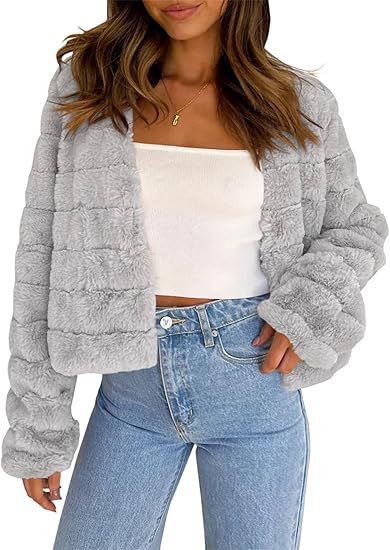 Streetwave Fluffy Short Faux Fur Jacket For Women Modern Design Warm Cozy Style